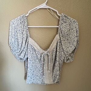 Sienna Sky Blue Floral Lace Blouse